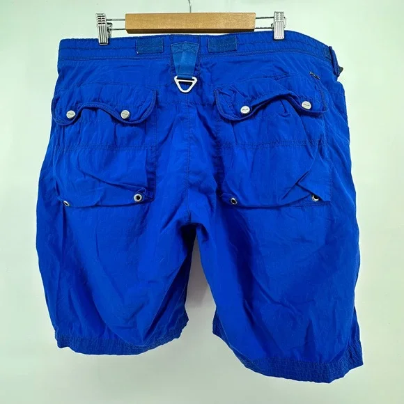 VTG RLX Ralph Lauren Mens Slim Fit Cargo Paratrooper Shorts Blue Utility Size 42 - Picture 15 of 16